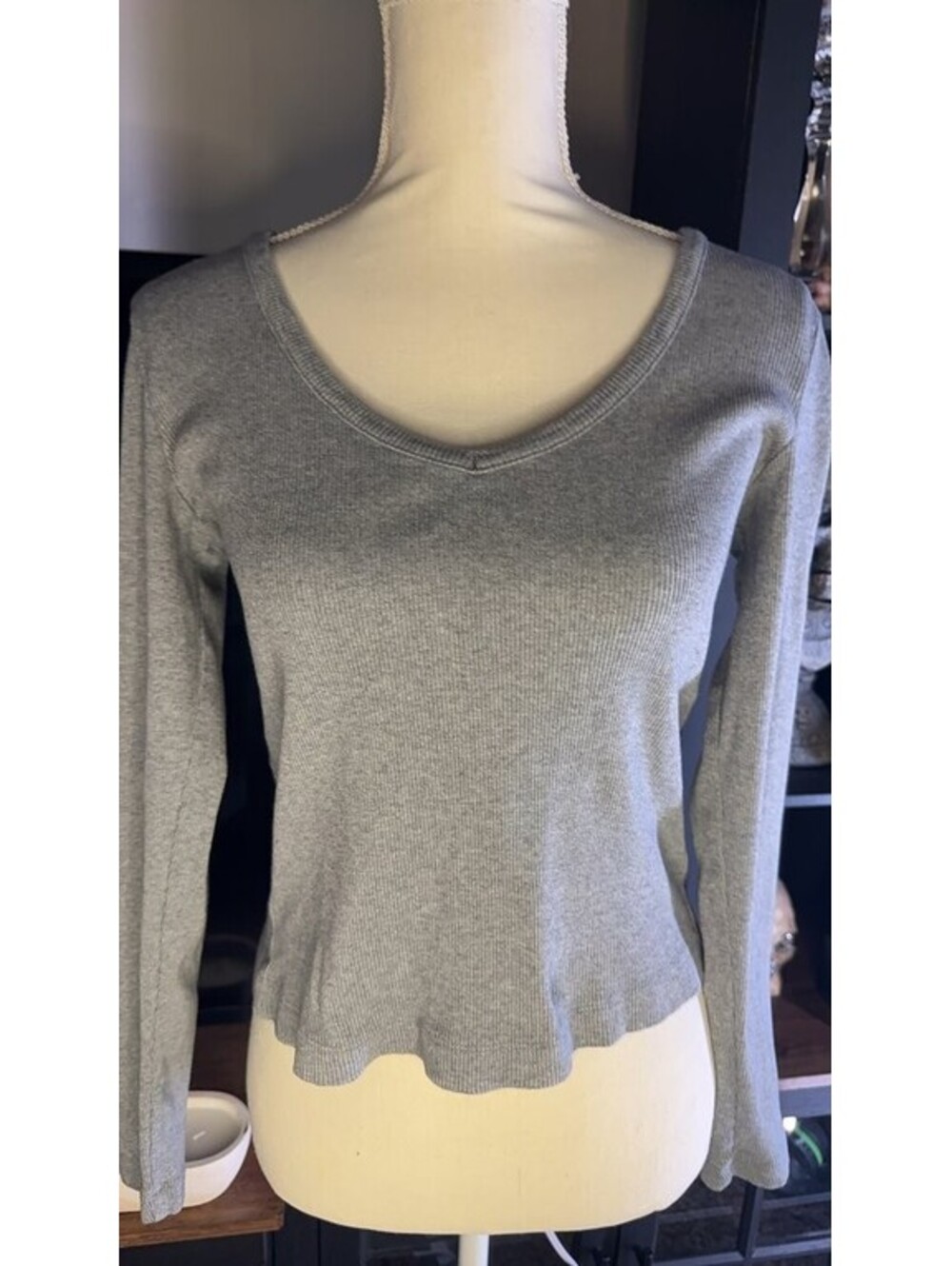 Brandy Melville Grey Ribbed Knit Sweater